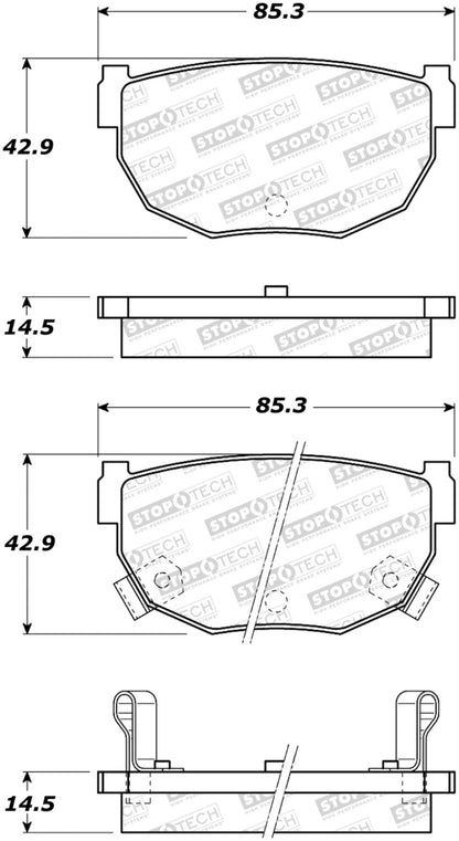 StopTech 89-98 Nissan 240SX Sport Performance Brake Pads - Rear