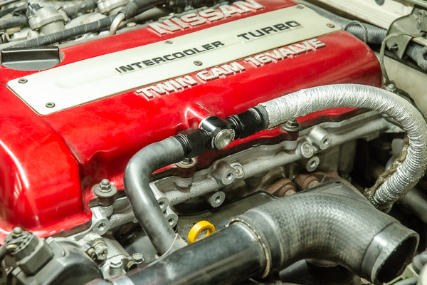 Radium S13 SR20DET Dual 10AN Male Press-Fit Valve Cover Fitting - Exhaust Side