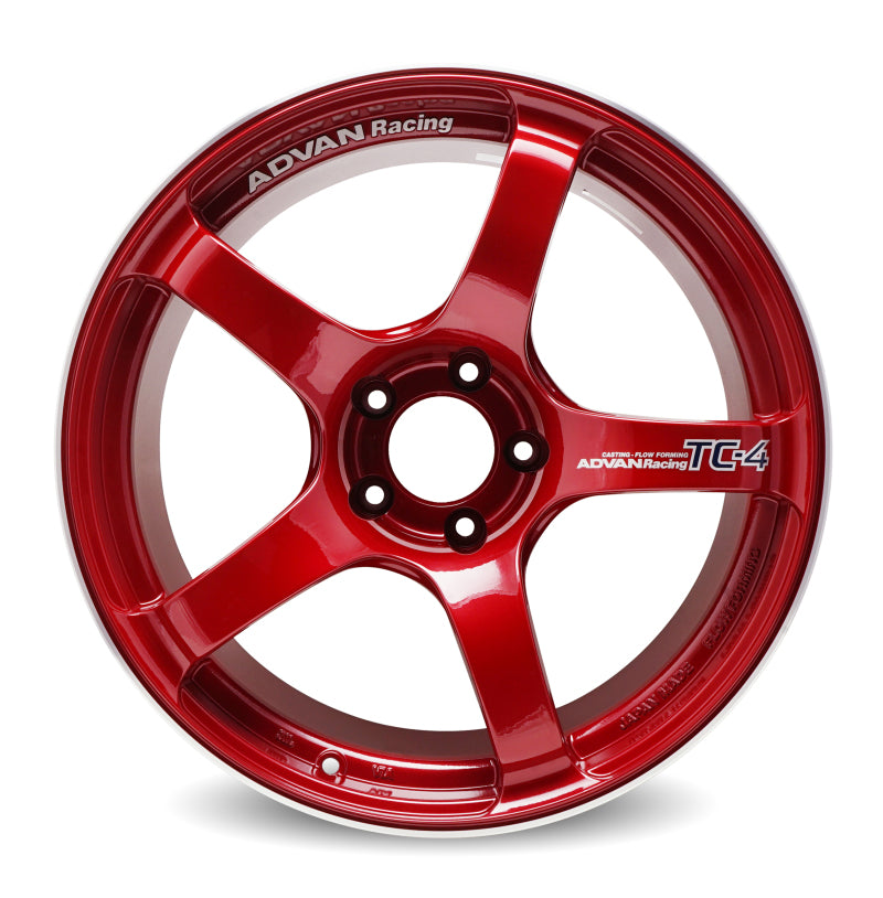 Advan TC4 18x10 +25 5x114.3 Racing Candy Red and Ring Wheel