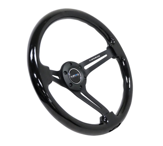 NRG Reinforced Steering Wheel 350mm / 3in Deep - Black Wood w/ Bk Matte Spoke