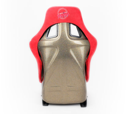 NRG FRP Bucket Seat ULTRA Edition Red Alcantara / Gold Glitter - Large