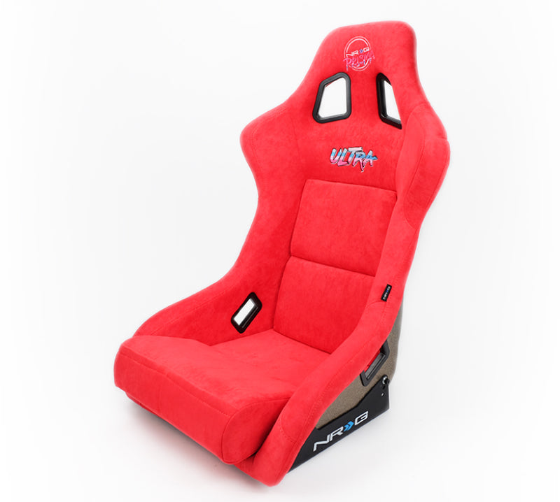 NRG FRP Bucket Seat ULTRA Edition Red Alcantara / Gold Glitter - Large
