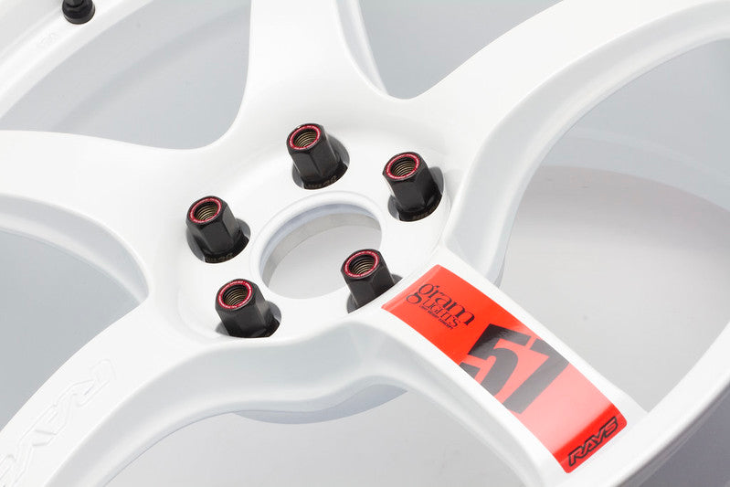 Wheel Mate Muteki HR38 Open End Lug Nuts 12x1.25 Black Chrome / Red Ring