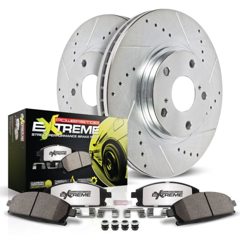 Power Stop 89-96 240SX Z26 Street Warrior Drilled & Slotted Brake Kit - Front 4 Lug