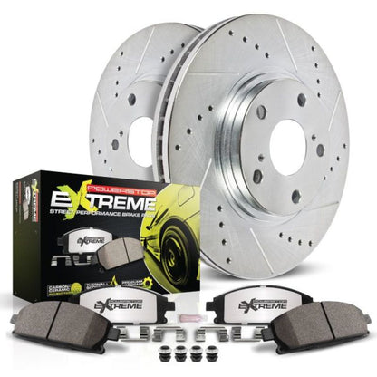Power Stop 89-96 240SX Z26 Street Warrior Drilled & Slotted Brake Kit - Front 4 Lug