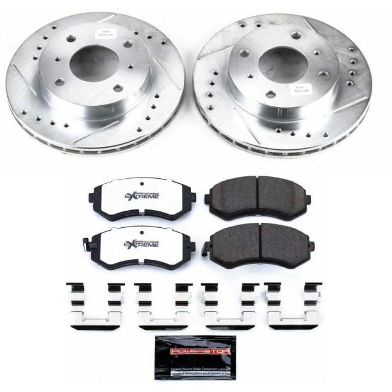 Power Stop 89-96 240SX Z26 Street Warrior Drilled & Slotted Brake Kit - Front 4 Lug