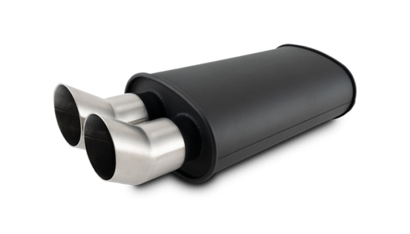 Vibrant Streetpower Muffler 9x5x15in 2.5in Inlet ID 3in Tip OD w/Dual DTM Tips