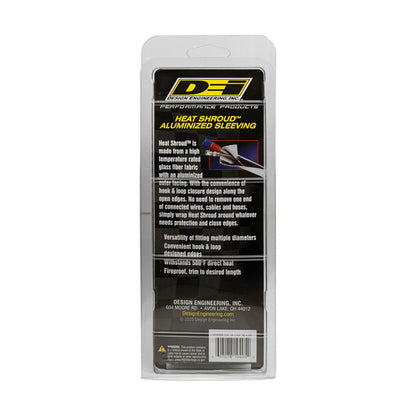 DEI Heat Shroud 1in I.D. x 3ft - Aluminized Sleeve - Hook and Loop Edge