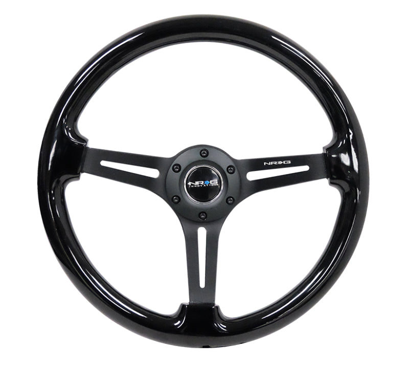 NRG Reinforced Steering Wheel 350mm / 3in Deep - Black Wood w/ Bk Matte Spoke