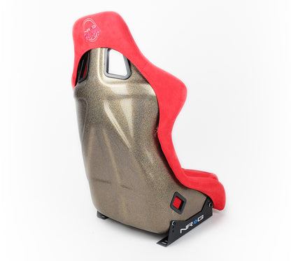 NRG FRP Bucket Seat ULTRA Edition Red Alcantara / Gold Glitter - Large