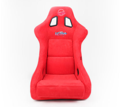 NRG FRP Bucket Seat ULTRA Edition Red Alcantara / Gold Glitter - Large