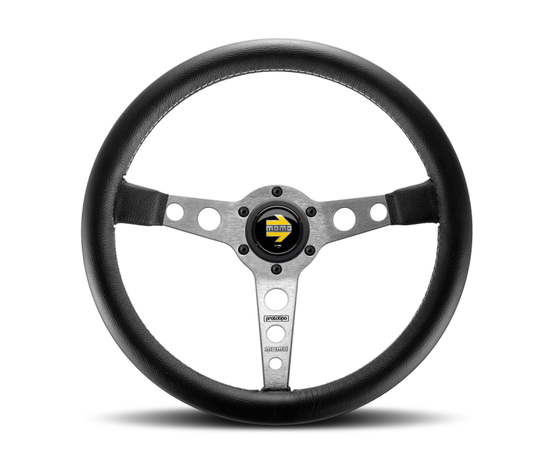 Momo Prototipo 350 mm Steering Wheel - Leather/Brushed Spokes
