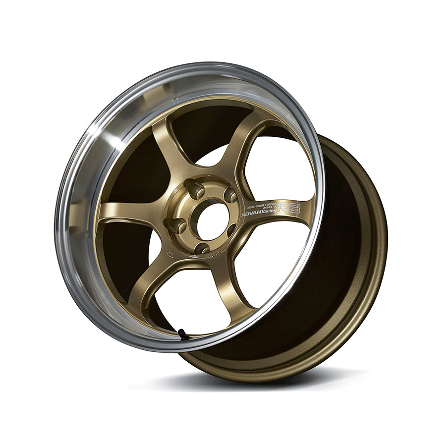 Advan R6 18x9.5 +12 5x114.3 Machining & Racing Brass Gold Wheel