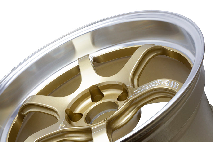 Advan R6 18x9.5 +12 5x114.3 Machining & Racing Brass Gold Wheel