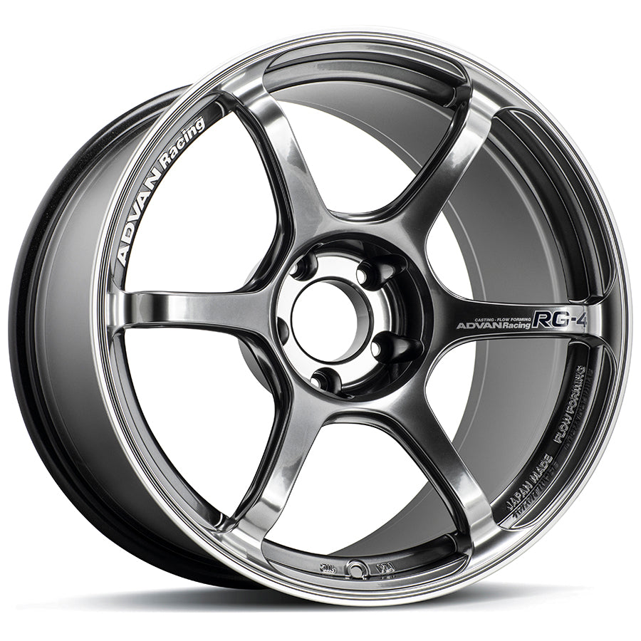 Advan RG-4 18x9.5 +12 5x114.3 Racing Hyper Black & Ring Wheel