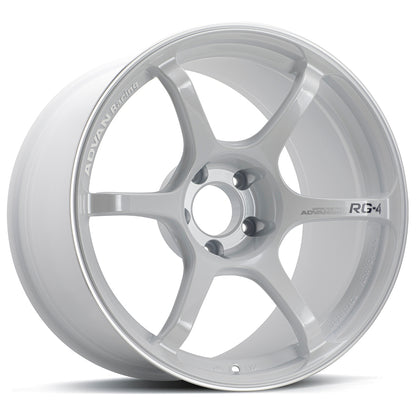 Advan RG-4 18x11 +30 5x114.3 Racing White Metallic & Ring Wheel