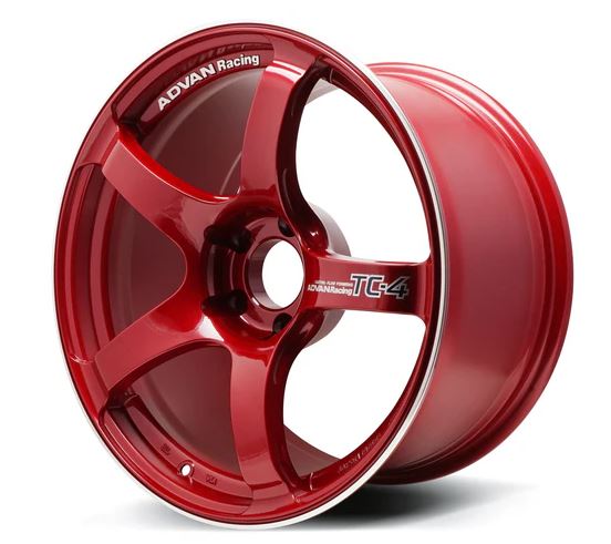 Advan TC4 18x10 +25 5x114.3 Racing Candy Red and Ring Wheel