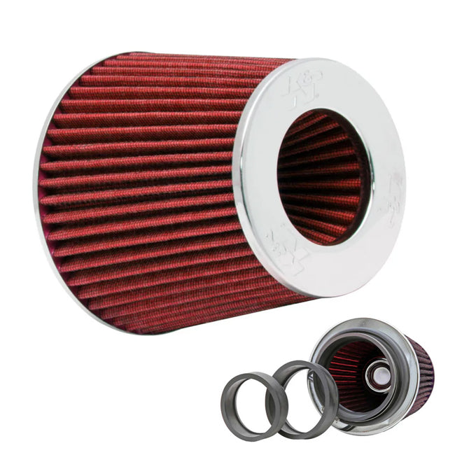 K&N Universal Air Filter Chrome 3" to 4" / 6in Base / 4.75in Top / 5.5in Height - RED