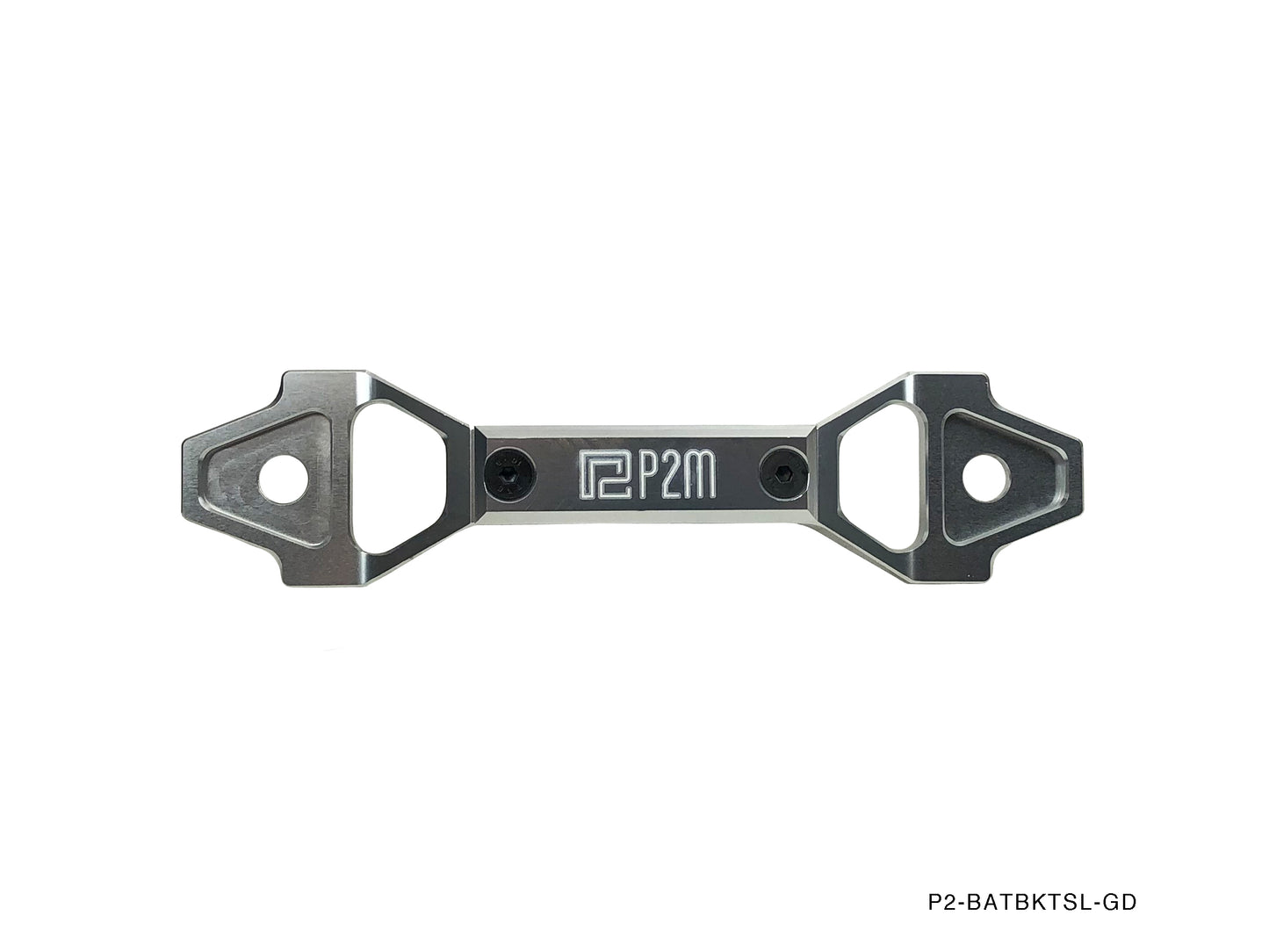 P2M Adjustable Billet Aluminum Battery Bracket Tie Down - Silver
