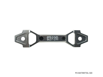 P2M Adjustable Billet Aluminum Battery Bracket Tie Down - Silver