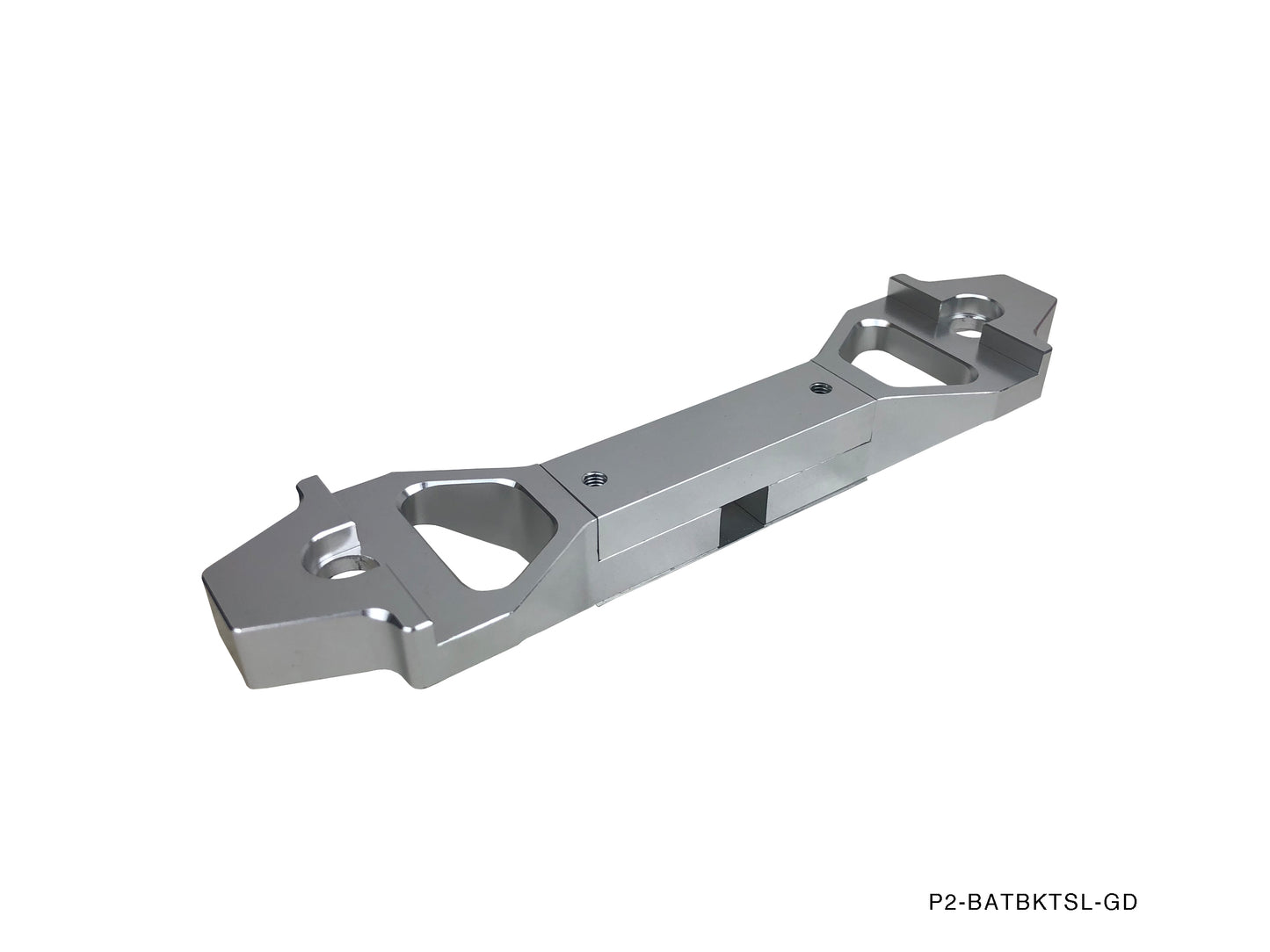 P2M Adjustable Billet Aluminum Battery Bracket Tie Down - Silver