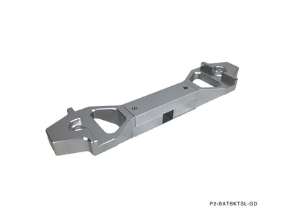 P2M Adjustable Billet Aluminum Battery Bracket Tie Down - Silver