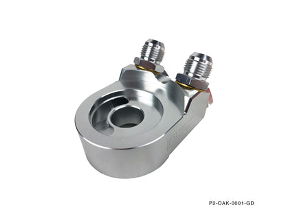 P2M Angled Oil Filter Block Sandwich Adapter - M20X1.50 & 3/4-16UNF