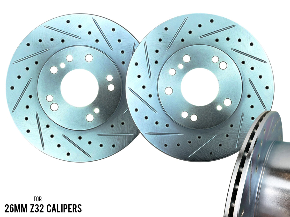 P2M S13/S14 with Z32 (26mm) Calipers FRONT Slotted Drilled Brake 4&5x114.3 Rotors - PAIR