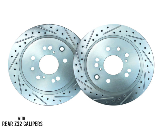 P2M S13/S14 with Z32 Calipers REAR Slotted Drilled Brake 4&5x114.3 Rotors - PAIR