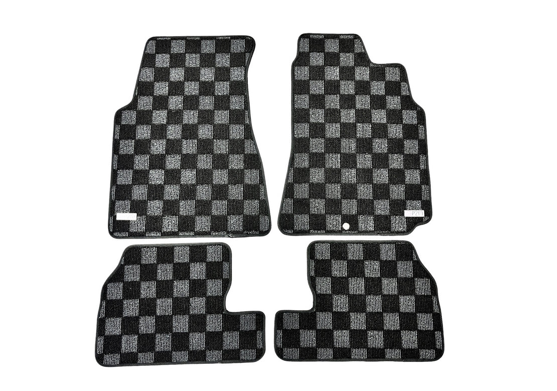 P2M S15 Silvia Front Checkered Race Floor Mats - Dark Grey