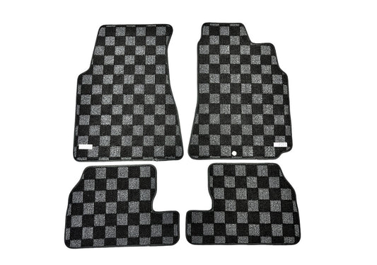 P2M S15 Silvia Front Checkered Race Floor Mats - Dark Grey
