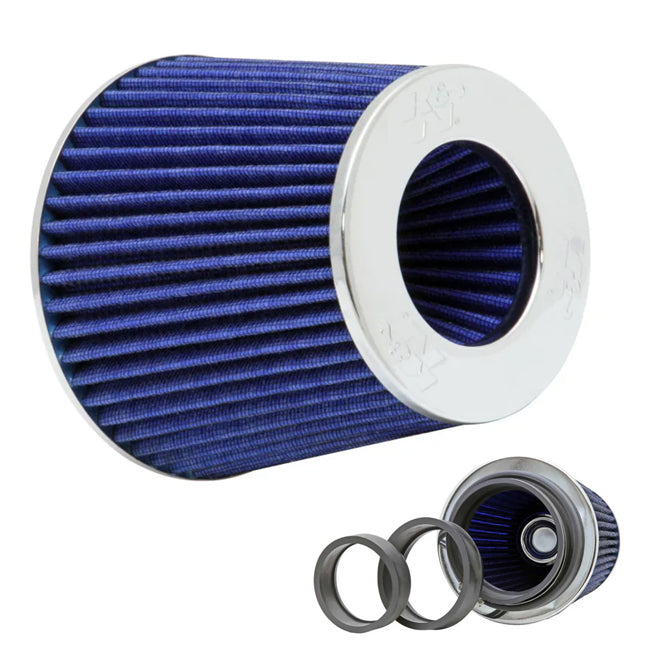 K&N Universal Air Filter Chrome 3" to 4" / 6in Base / 4.75in Top / 5.5in Height - BLUE