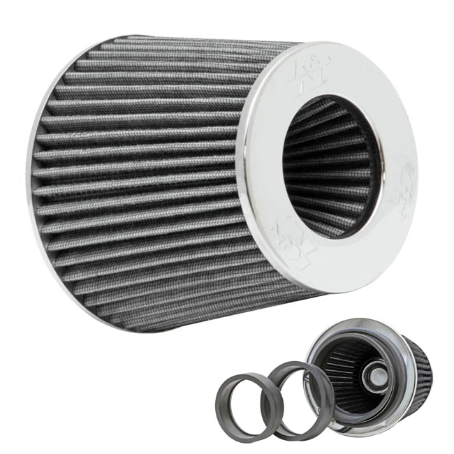 K&N Universal Air Filter Chrome 3" to 4" / 6in Base / 4.75in Top / 5.5in Height - WHITE