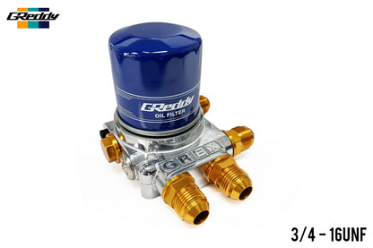 GReddy Type-I Oil Filter Relocation Sandwich Block w/Thermostat - 3/4x16UNF