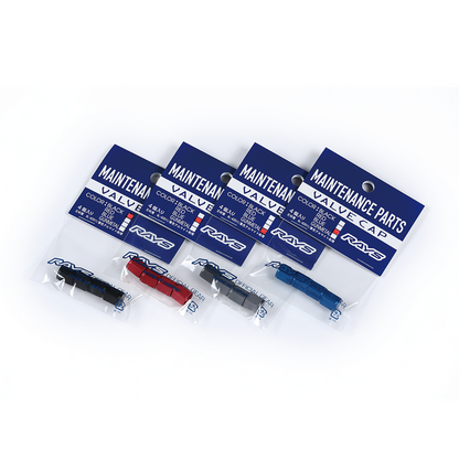 Rays Aluminum Wheel Air Valve Cap Set - Red