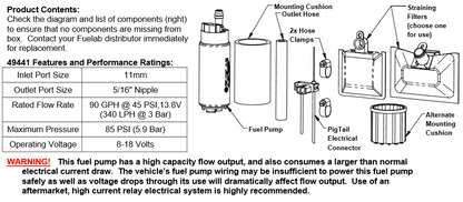Fuelab 494 High Output In-Tank Fuel Pump - 340 LPH / E85 - 240sx