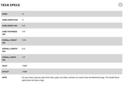 Mishimoto Universal 19 Row Oil Cooler - Gold