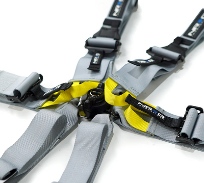 NRG FIA 6 point 3in Seat Belt - Rotary CamLock Harness - Silver
