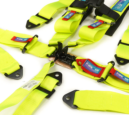 NRG SFI 16.1 5PT 3in Seat Belt Harness with Pads / Latch Link - Neon Green