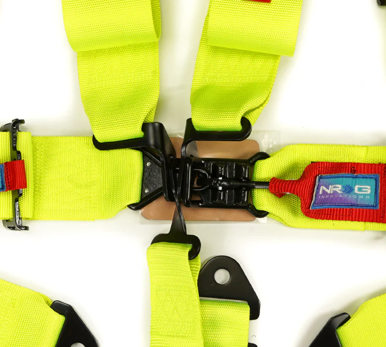 NRG SFI 16.1 5PT 3in Seat Belt Harness with Pads / Latch Link - Neon Green