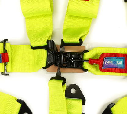 NRG SFI 16.1 5PT 3in Seat Belt Harness with Pads / Latch Link - Neon Green