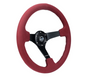 NRG 350mm Sport Wheel 3 Spokes - 3in Deep -  Burgundy Alcantara Suede