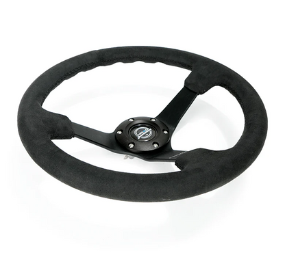 NRG 350mm Sport Wheel 3 Spokes - 3in Deep - Black Alcantara Suede