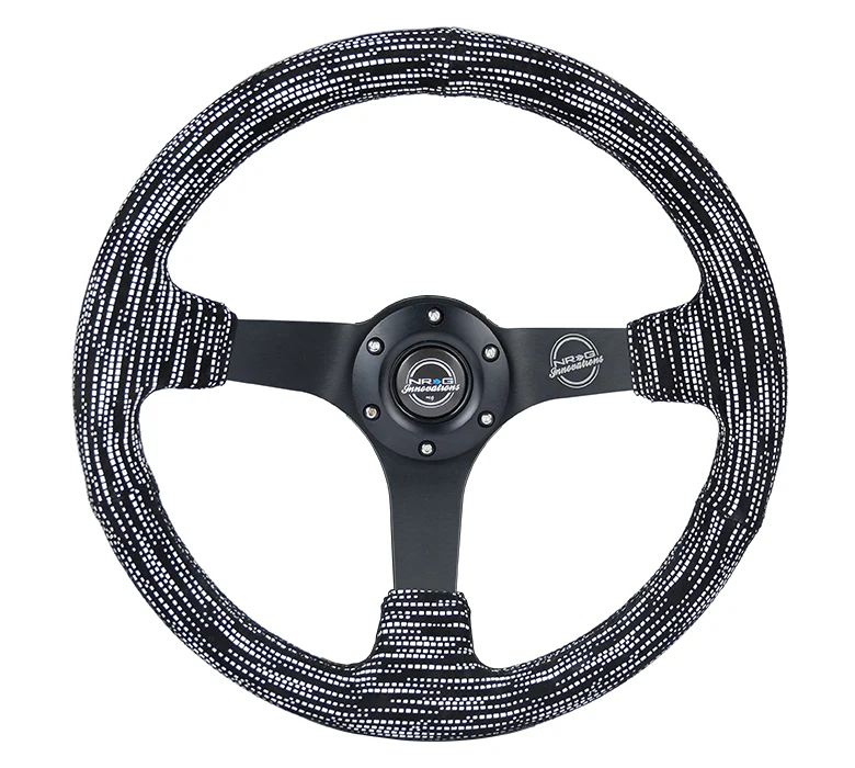 NRG Reinforced Steering Wheel 350mm / 3in. Deep Microfiber w/Matte Black Spokes