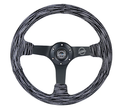 NRG Reinforced Steering Wheel 350mm / 3in. Deep Microfiber w/Matte Black Spokes