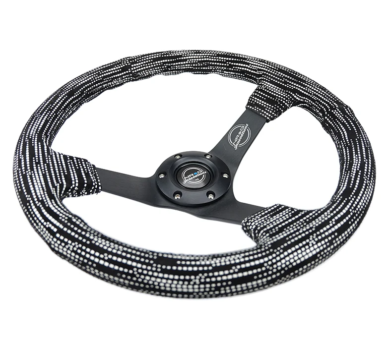 NRG Reinforced Steering Wheel 350mm / 3in. Deep Microfiber w/Matte Black Spokes