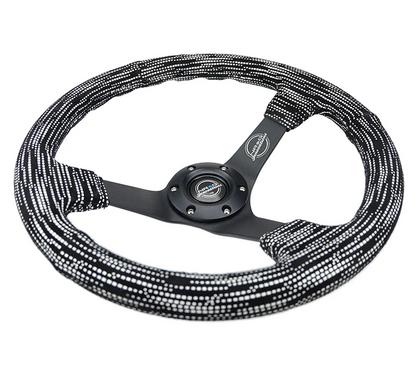 NRG Reinforced Steering Wheel 350mm / 3in. Deep Microfiber w/Matte Black Spokes