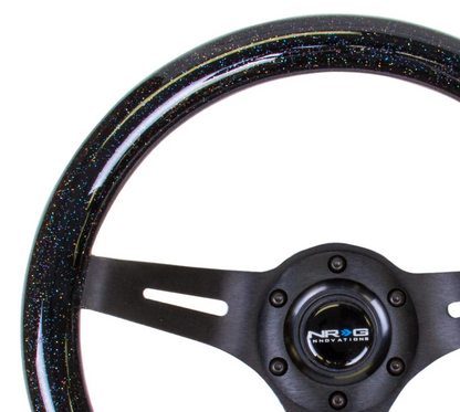 NRG Classic Wood Grain Steering Wheel 310mm - Black Sparkle