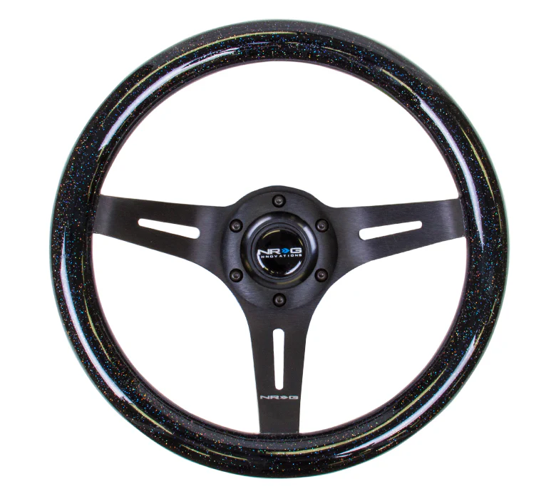 NRG Classic Wood Grain Steering Wheel 310mm - Black Sparkle