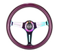 NRG Classic Wood Grain Steering Wheel 350mm - Purple Pearl w/ Neochrome Spoke